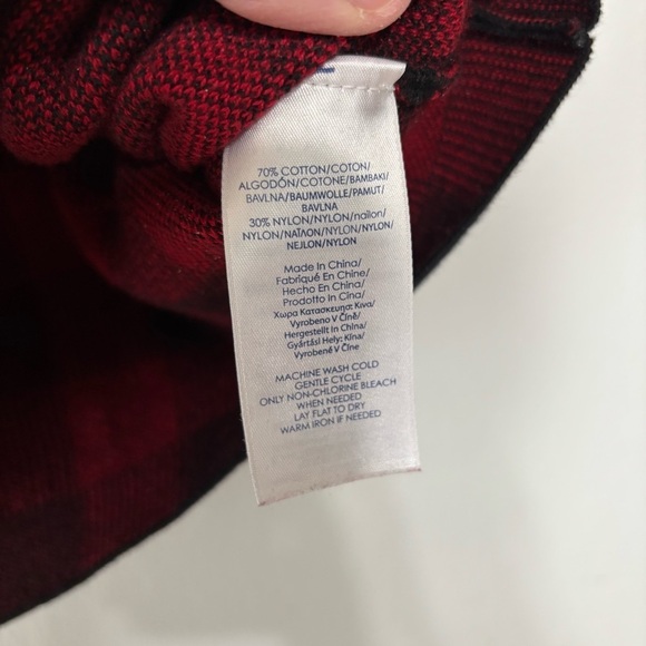 Chaps Winter Red/Black Buffalo Plaid Knit Pull On Knee Length Skirt Size M - Picture 3 of 4